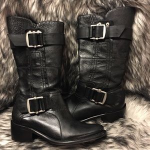 Vera Wang Lavender Leather Moto Harness Buckles